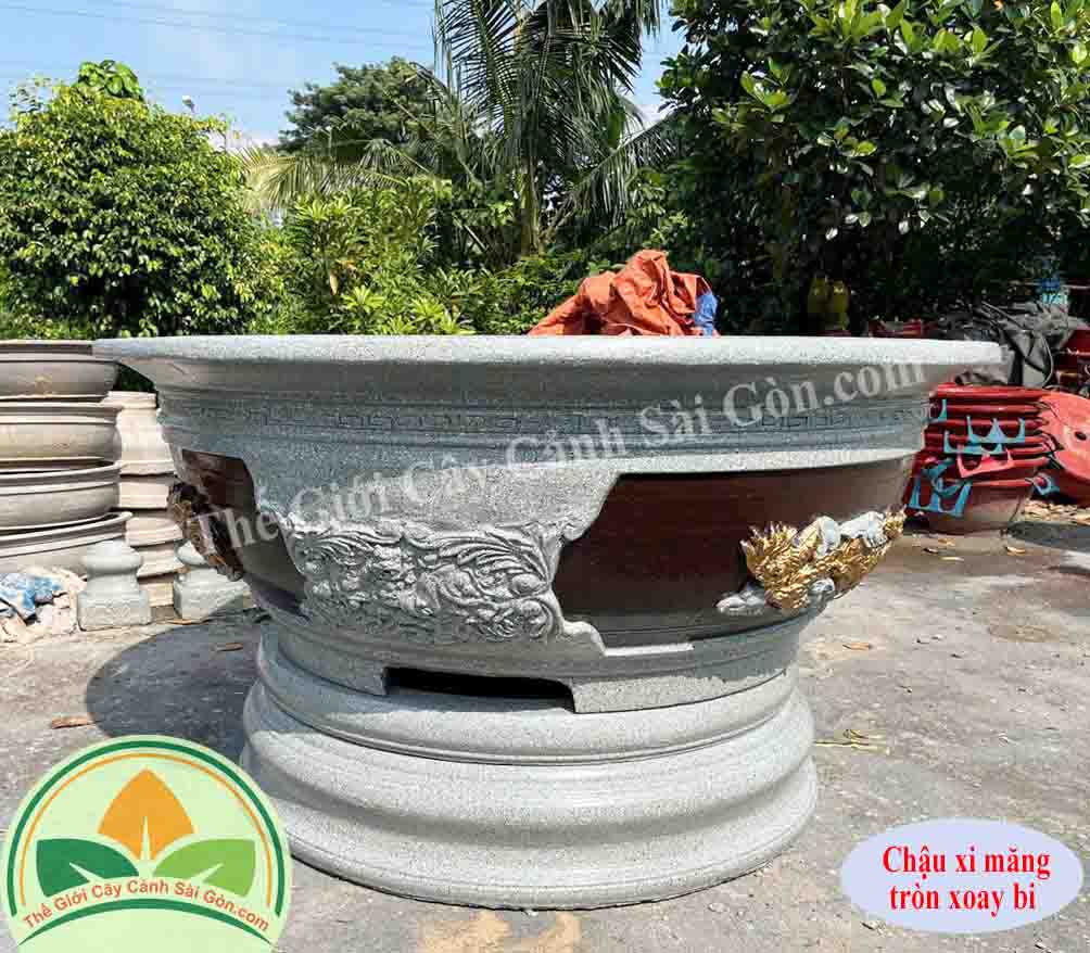 Chậu xi măng tròn xoay bi rồng TGCCSG0112253