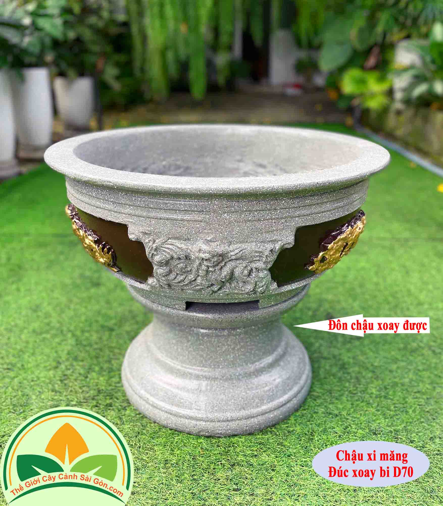 Chậu xi măng đúc xoay bi