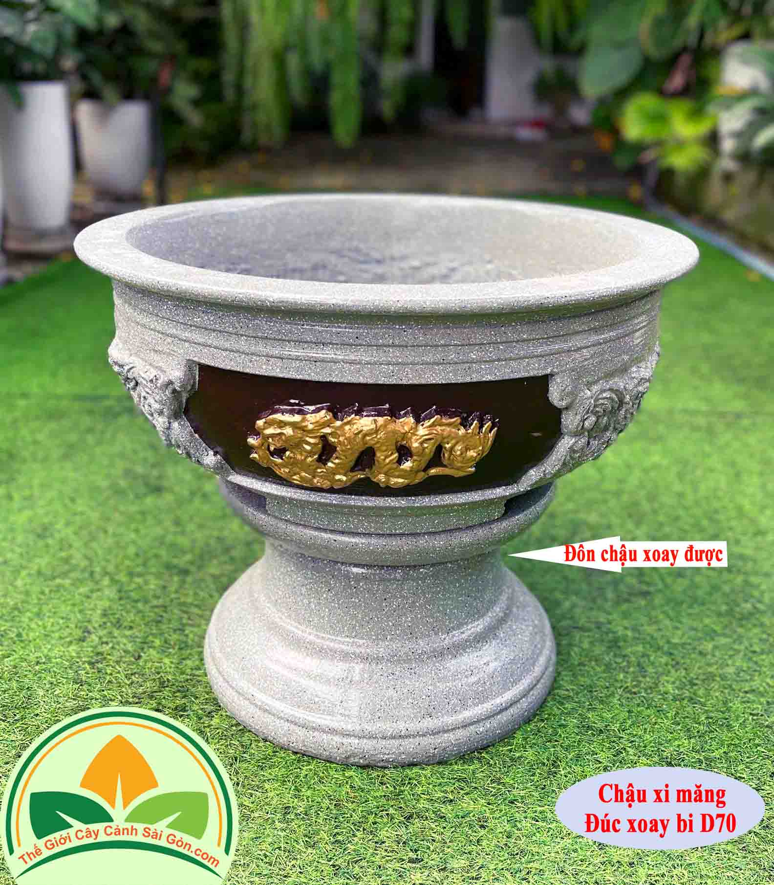 Chậu xi măng đúc xoay bi