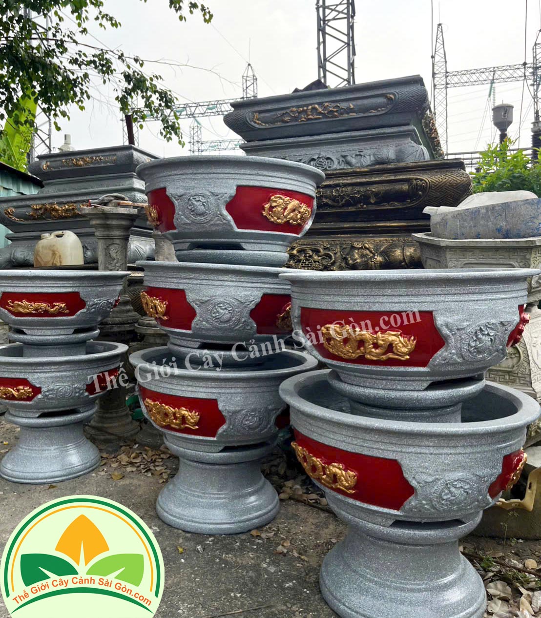 Chậu xi măng đúc xoay bi