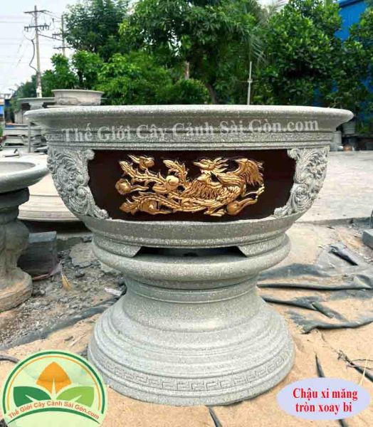 Chậu xi măng xoay bi rồng
